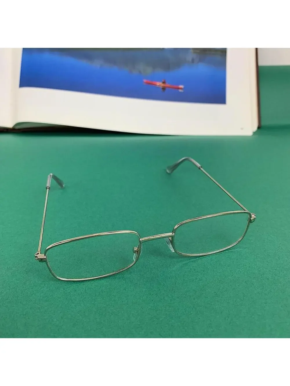 Vintage 2000s style unique Slim Silver Trim Clear Lenses Glasses. Glasses are